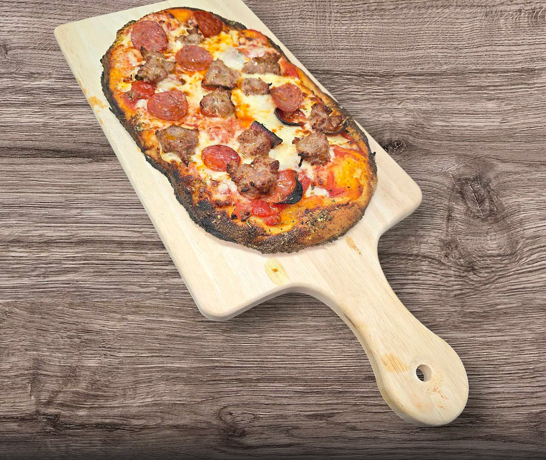 Pepperoni and sausage Roman style pizza